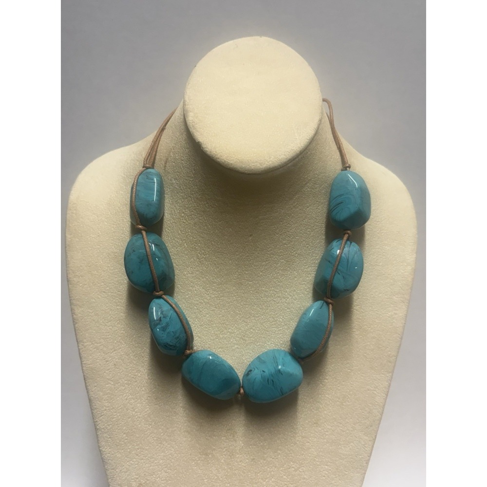 Chunky Turquoise Nugget Bold Statement Necklace 20" oversized Boho Chic